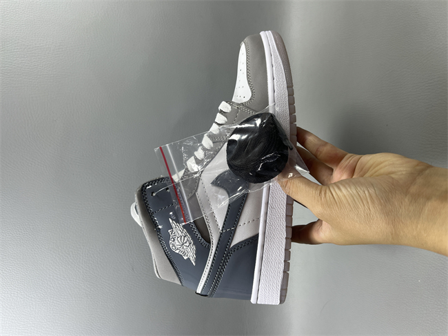 Women Running Weapon Air Jordan 1 Grey/White Shoes 544